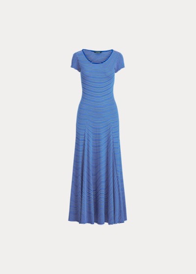 Maxi Vestidos Ralph Lauren Mujer Azules / Creme - Striped Cotton-Blend - PKJBW5310